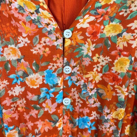 Roller Rabbit Floral Jumpsuit in Orange and Blue - Picture 3 of 14